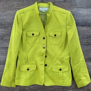 Tahari Arthur S. Levine lime green blazer Sz 10